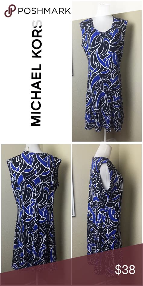 michael kors black blue leaves dress|Michael Kors long black dresses.